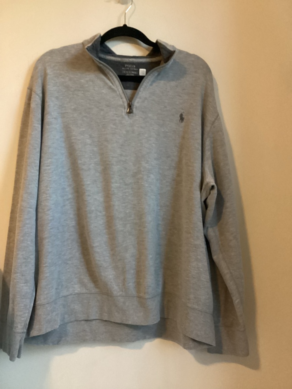 Polo Ralph Lauren Quarter Zip Pullover Mens XL Gray Pony Sweater Classic Fit